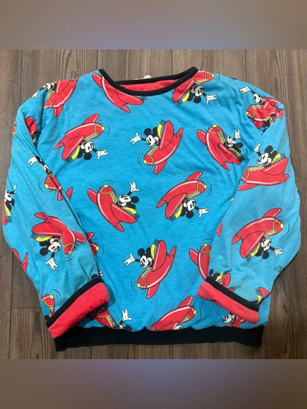 Vintage 90s Mickey Mouse Aviation Sweatshirt OSFM Disney JG Hook Rare